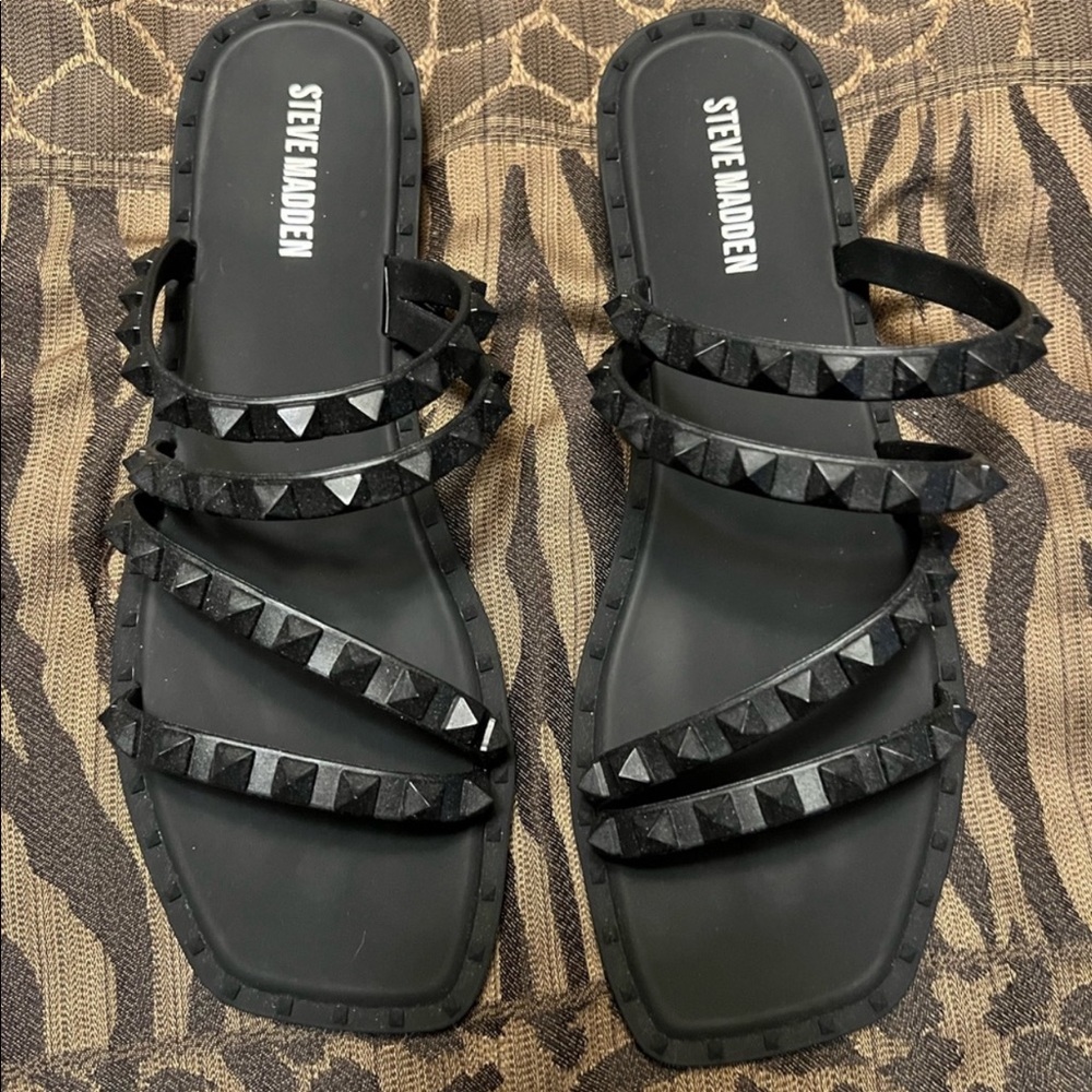 Steve Madden studded square toe flat sandals